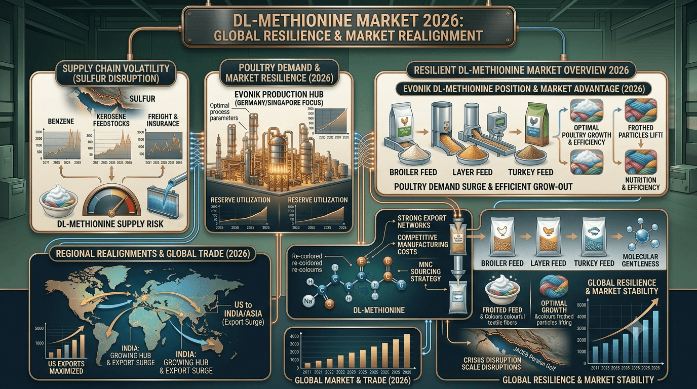 Mercado de DL-metionina en 2026: disrupción del azufre, demanda avícola y posición de Evonik