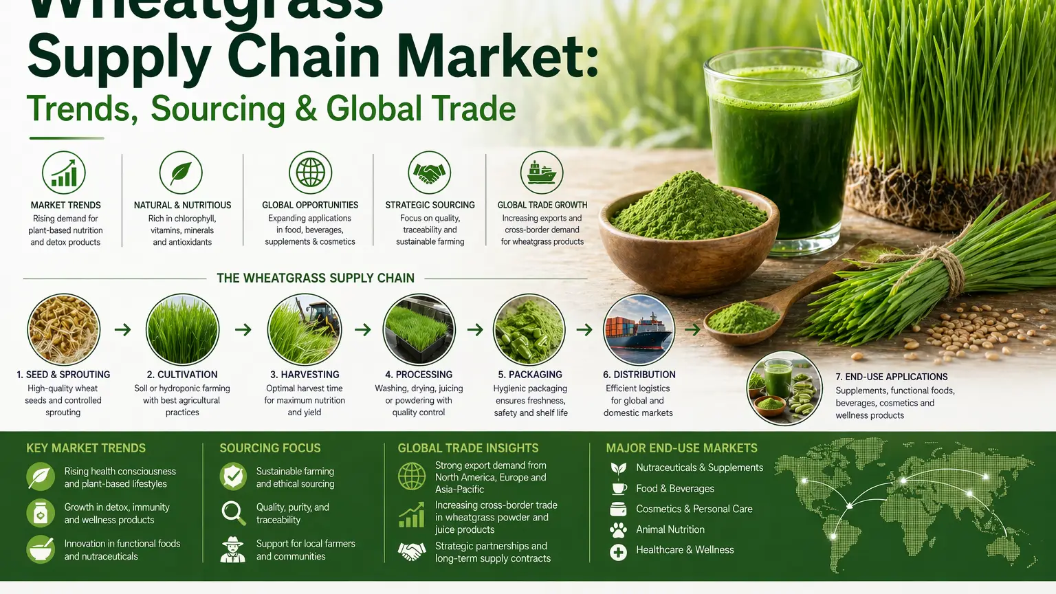 Wheatgrass Supply Chain Market : Trends, Sourcing & Global Trade